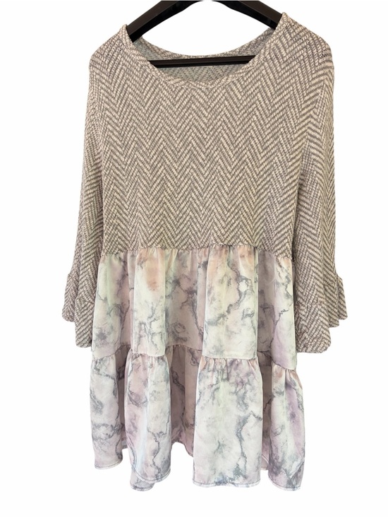Oddi Tops - Oddi | White and Gray Marble Blouse